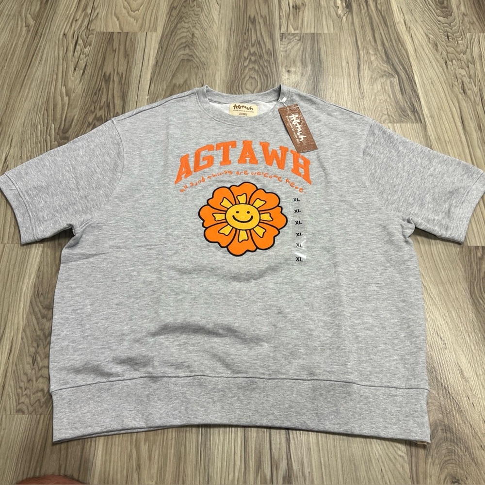 AGTAWH All Good Things Are Welcome Here Grey T-Shirt Top Embroidered Men XL $88
